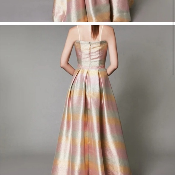 Betsey Johnson Metallic Gown Size 8 Rainbow Sweetheart-Neck Strapless Prom Dress - Picture 5 of 15